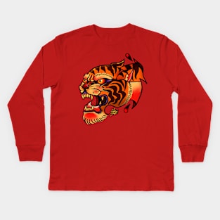 Tiger traditional tattoo Kids Long Sleeve T-Shirt